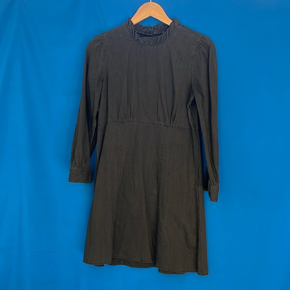 Madewell black cotton dress with ruffle collar